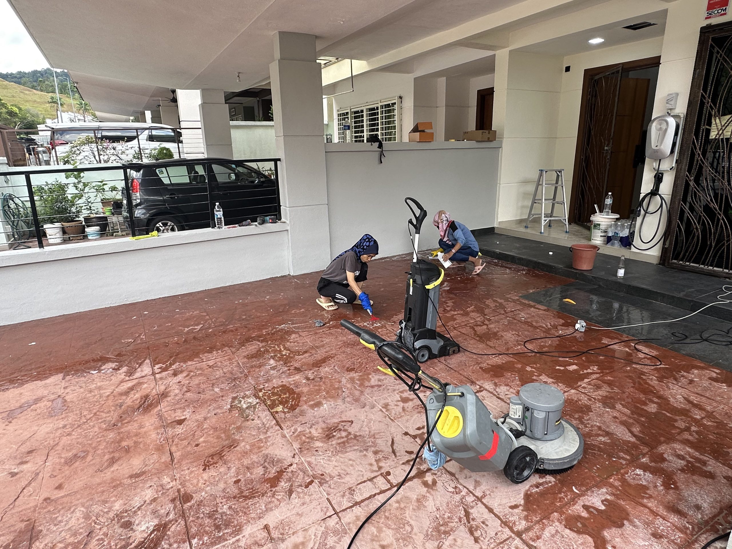 Removing cement residue from tile floor after renovation
